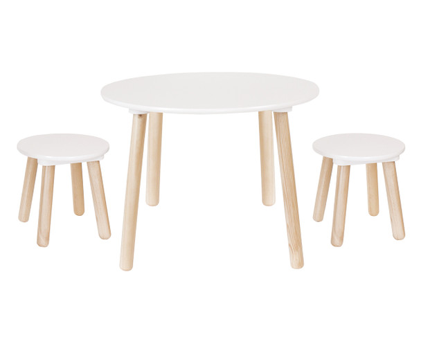 Table with Two Stools white