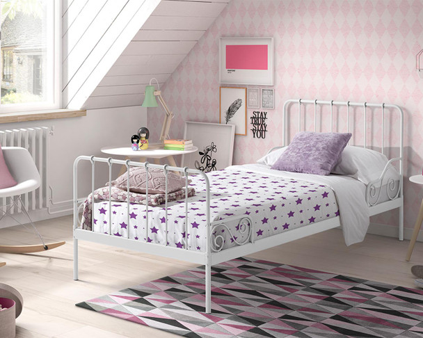 Metal Single Bed White Room 2