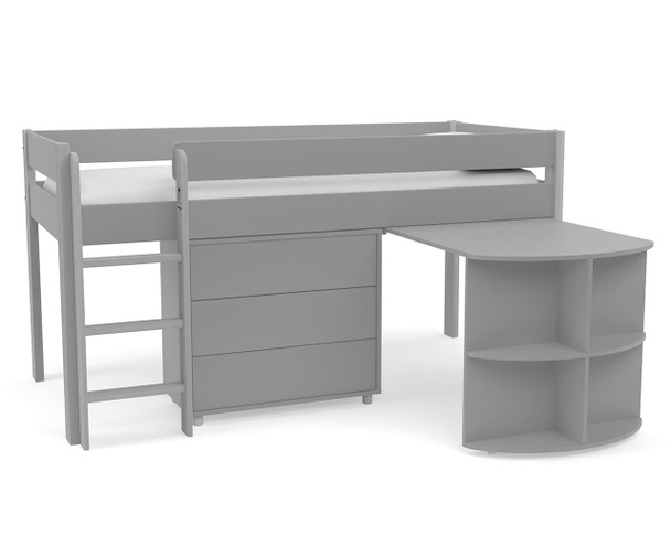 Cut out Uno Midsleeper grey With  Desk and Chest