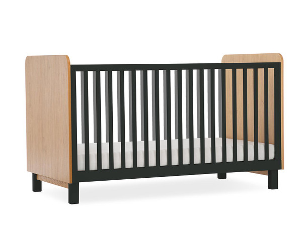Rafi cot bed black and oak cut out angle