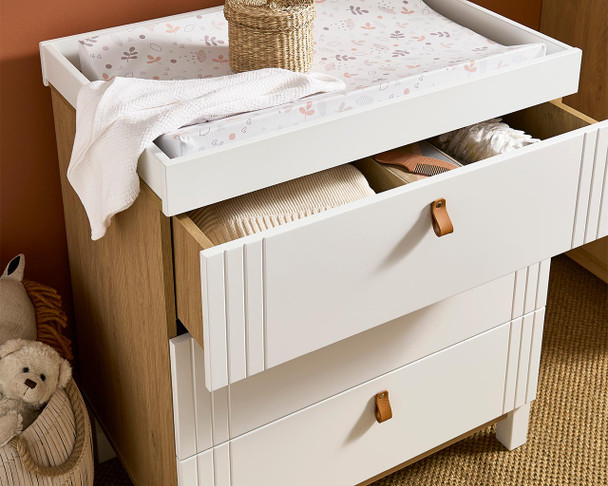 Rafi 3 Drawer Chest White with open drawer