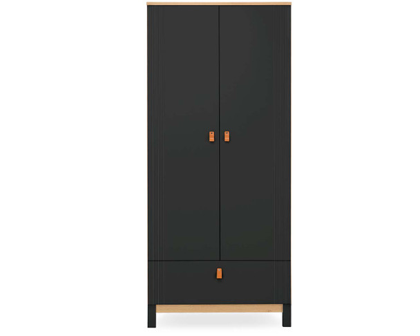 Rafi double wardrobe black and oak cut out