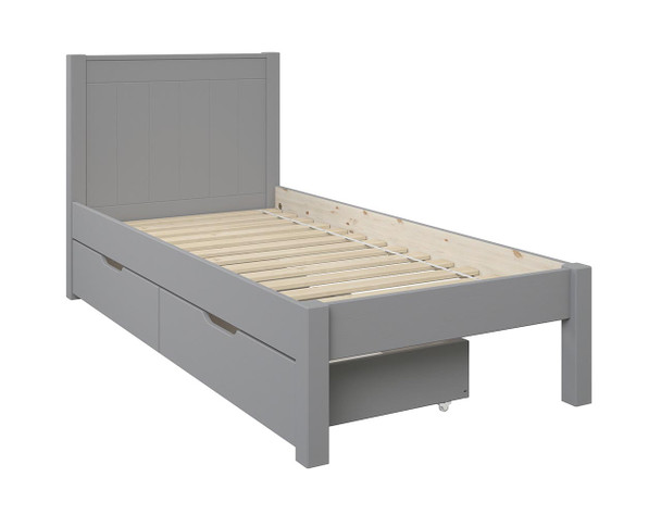 Stompa Classic Grey Single Bed with Drawers