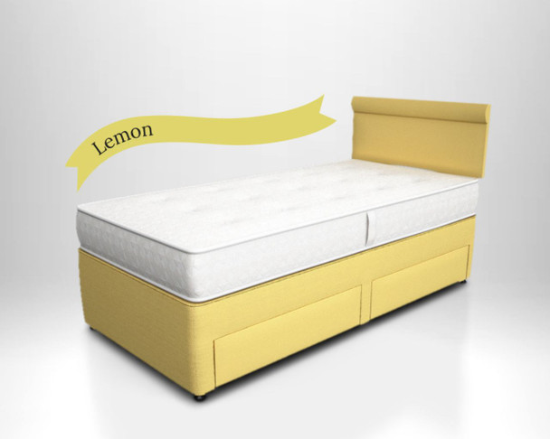 Yellow Potter single storage divan bed with 2 side drawers