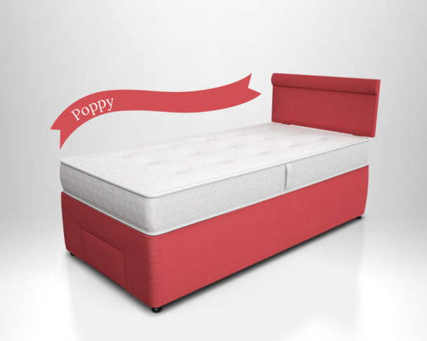 Potter divan bed with end drawer in poppy red