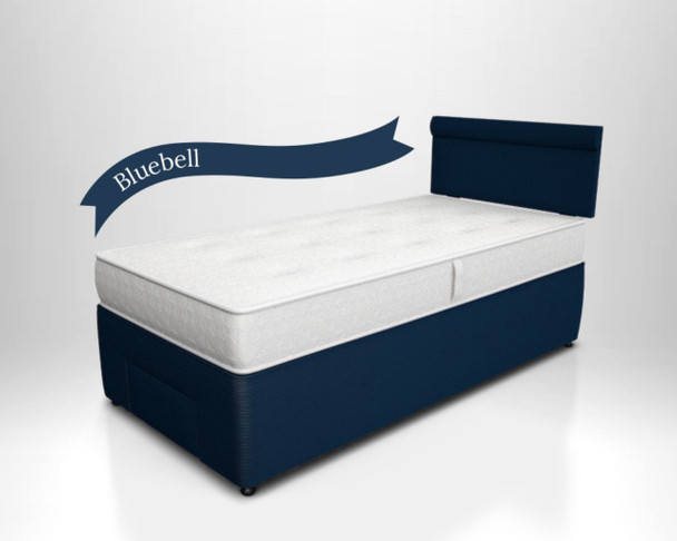 Potter divan bed with end drawer in navy blue