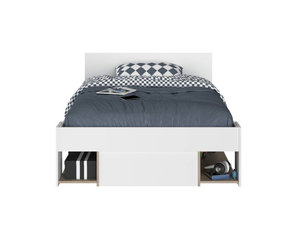 Achille white and natural storage bed