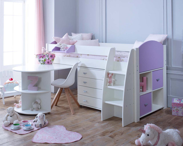 Eli Midsleeper E white/lilac angled open desk