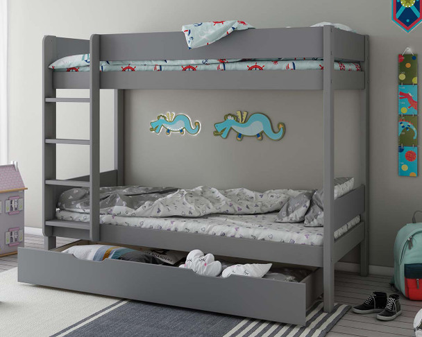 Grey Bunk Bed with Drawer