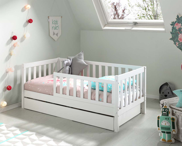 Lark toddler bed white with drawer styled