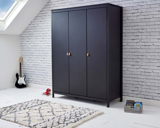 Loop 3 door wardrobe black