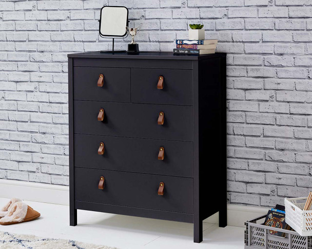 black 5 drawer chest