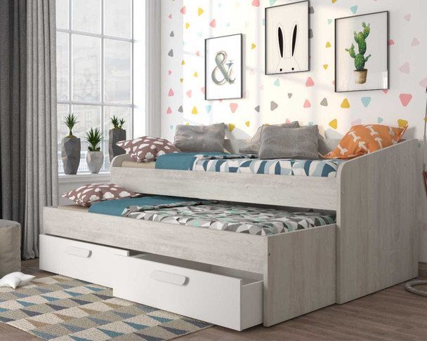 Terrassa Day Bed with trundle bed and storage drawers open