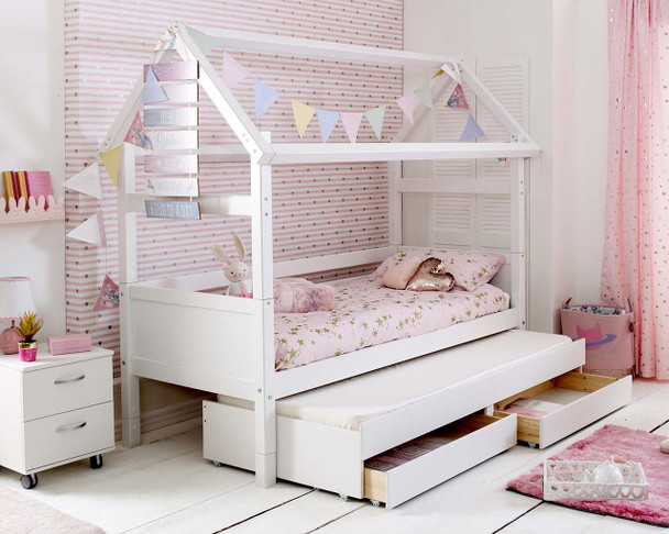 All white playhouse bed