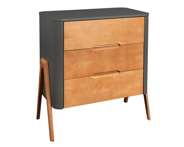 Torsten grey & teak 3 drawer chest