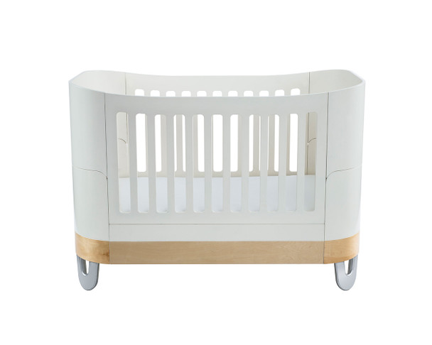 Serena complete sleep cot in white & natural with low mattress position