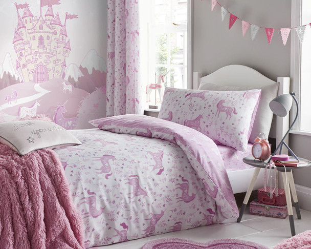 Folk Unicorn Double Duvet Set