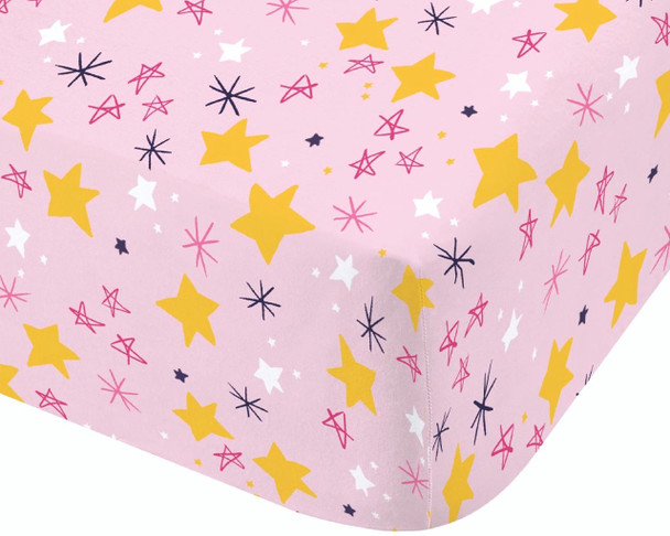 Pink Stars Fitted Sheet