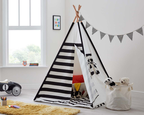 Kids tepee in Black & White stripe