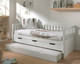 Parker white cabin bed with drawers and open trundle