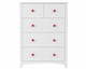 Starlight 5 Drawer Chest with red handles