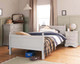 Fargo Small Double Bed in farleigh grey with chest of drawers and bedside table