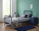 Soho Blue Metal Bed styled with Green