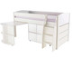 cutout of cabin bed with desk, drawers and cube