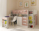girona pink midsleeper bed with desk  and storage