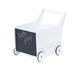 White toy storage and stroller