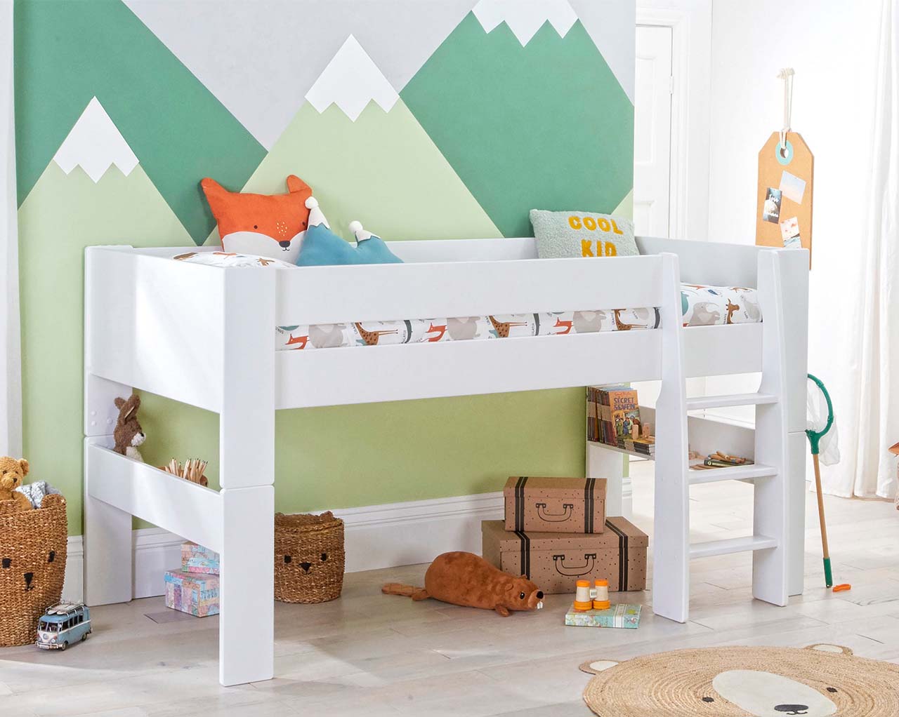 Bloc white mid sleeper bed