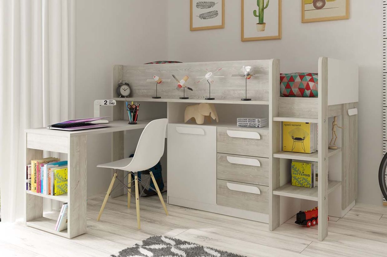 Girona midsleeper with desk and storage