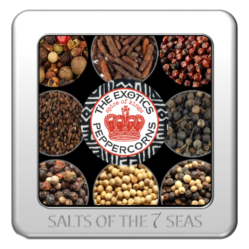 Exotic and rare peppercorns are from places like: Cambodia, Indonesia, India and feature Kampot peppercorns, white peppercorns, pink peppercorns, long peppercorns and mélange blend peppercorns.
