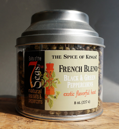 French Blend Peppercorns are a blend of green and black peppercorns.
