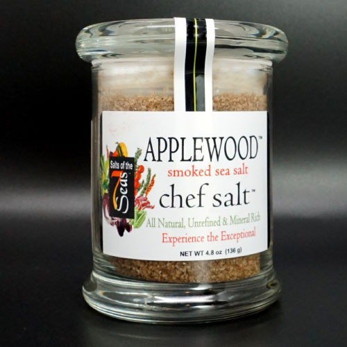 Applewood Gourmet Sea Salt has a  smoky flavor. Let it bring out the chef in you!