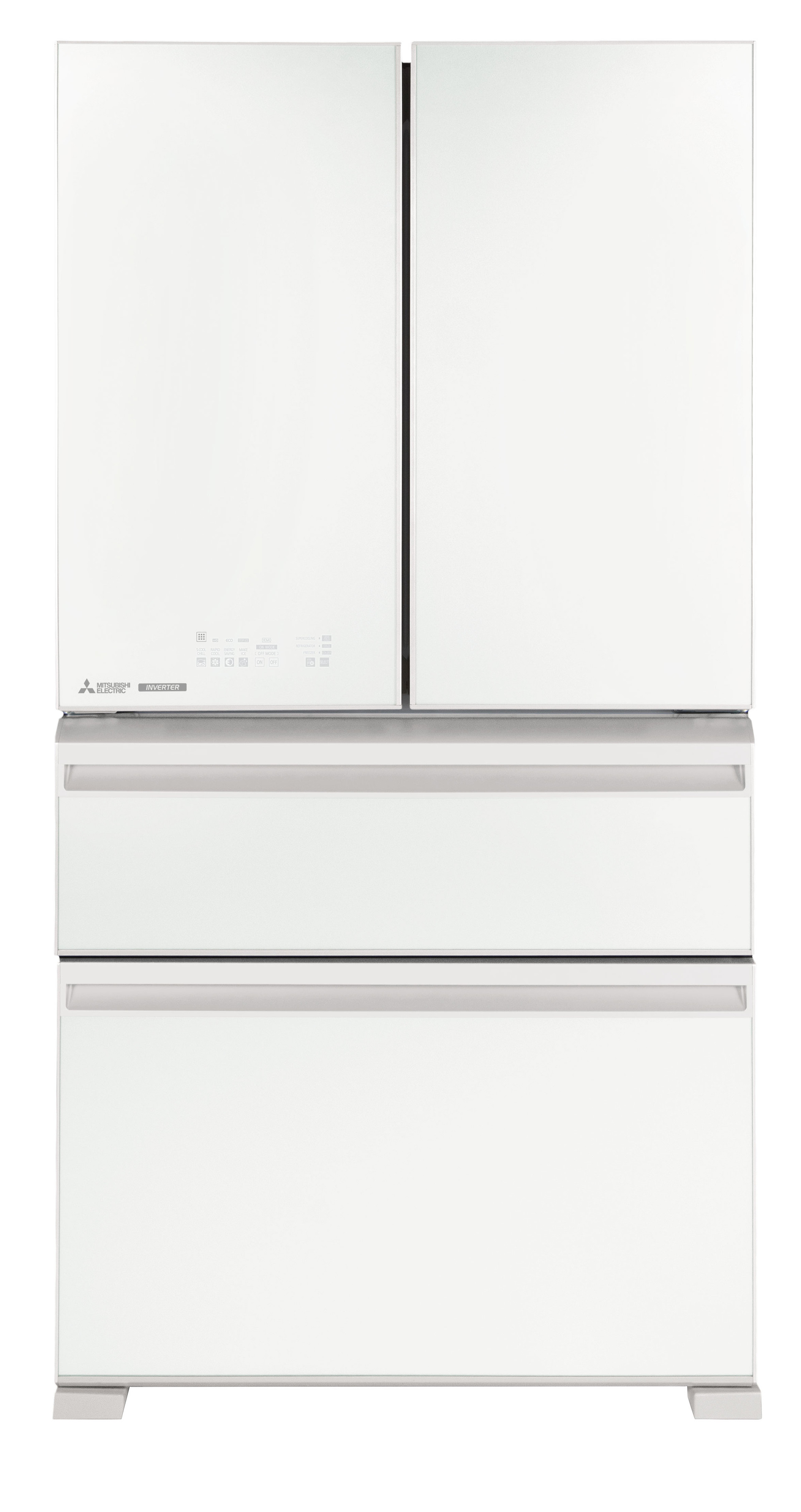 Mitsubishi 564L White LX French Door Glass Fridge/Freezer MRLX564ERGWHA