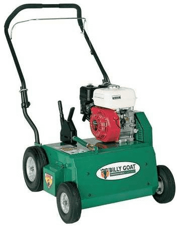 The PR550 efficiently removes matted thatch from turf in 20” passes, and its rugged design withstands the most demanding use.

Because the rotation is down sweep, the flails propel the PR forward, making it self-propelled and reducing fatigue.

Additionally, because it weighs slightly more than other power rakes on the market, with steel guards, heavier wheels, premium bearings, and a 10-gauge steel engine base, the PR absorbs much of the vibration before it is transferred to the handle, which improves operator comfort and handling.

The PR comes standard with Honda or Briggs power coupled to a free swinging , heat treated, tempered flail blade reel, mounted to heavy-duty cast iron pillow block bearings with grease zerks. The PR is convertible to overseeder or vertislicer with optional accessories.