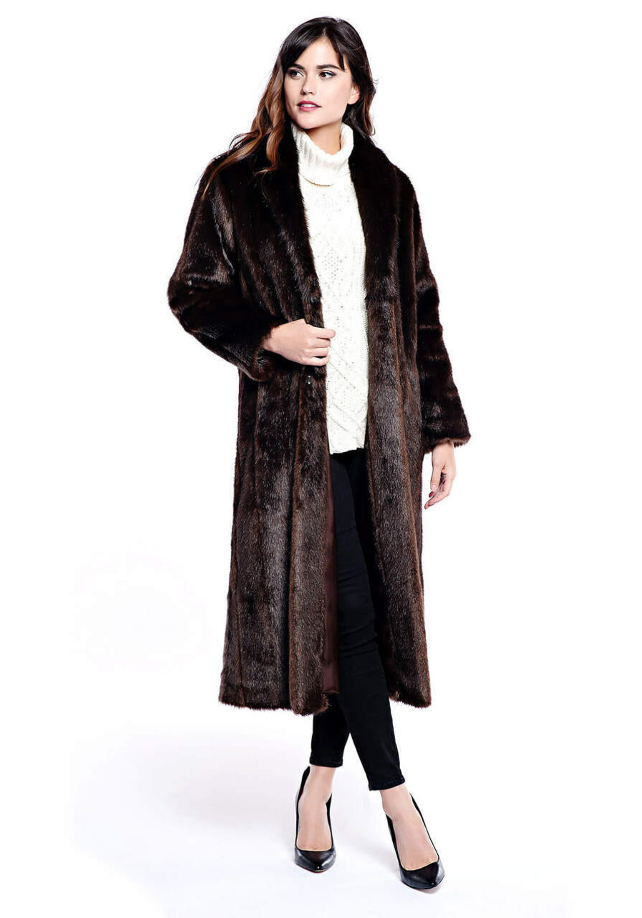 Sable Signature Full-Length Faux Fur Coat -Fabulous-Furs