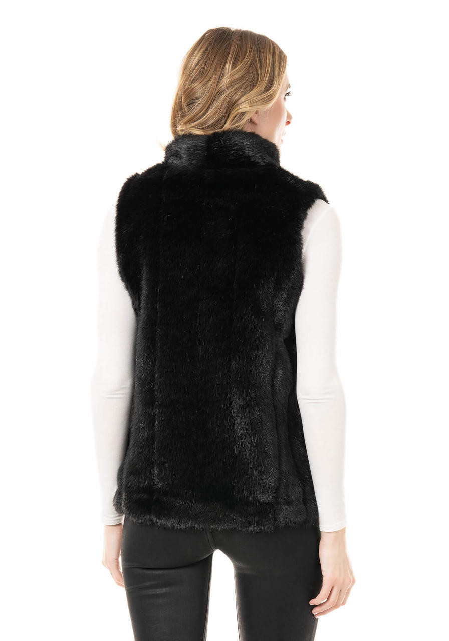 Black Mink Faux Fur Hook Vest - Donna Salyers Fabulous-Furs
