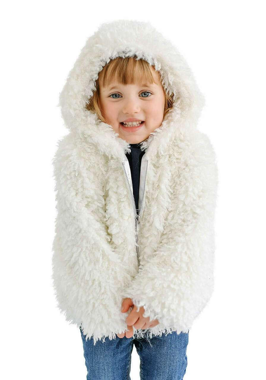 Baby Hooded Coat Ivory Gradient Cannage Faux Fur