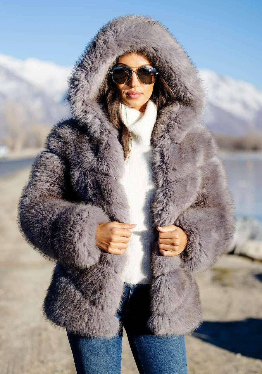 Faux Fur Coat - Alicia - Morning Lavender Online Boutique