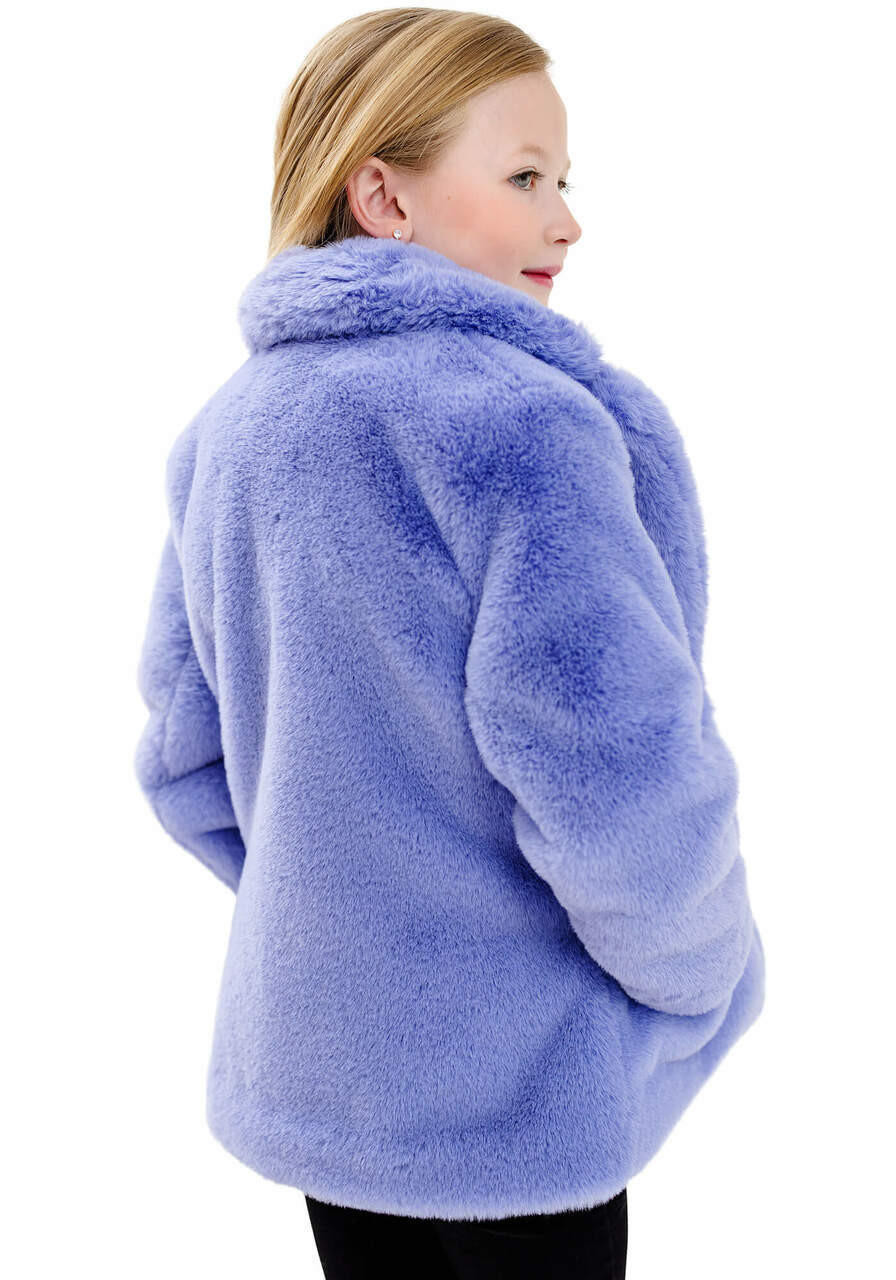 Kid's Periwinkle Faux Fur Mini Le Mink Jacket