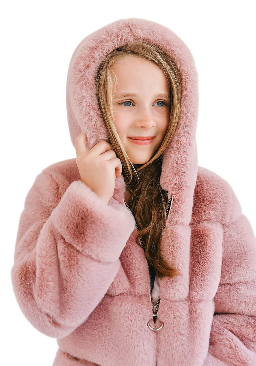 Pink fur hot sale parka coat