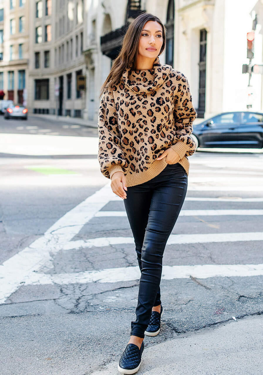 Leopard Cowl Neck Sweater SALE Fabulous-Furs