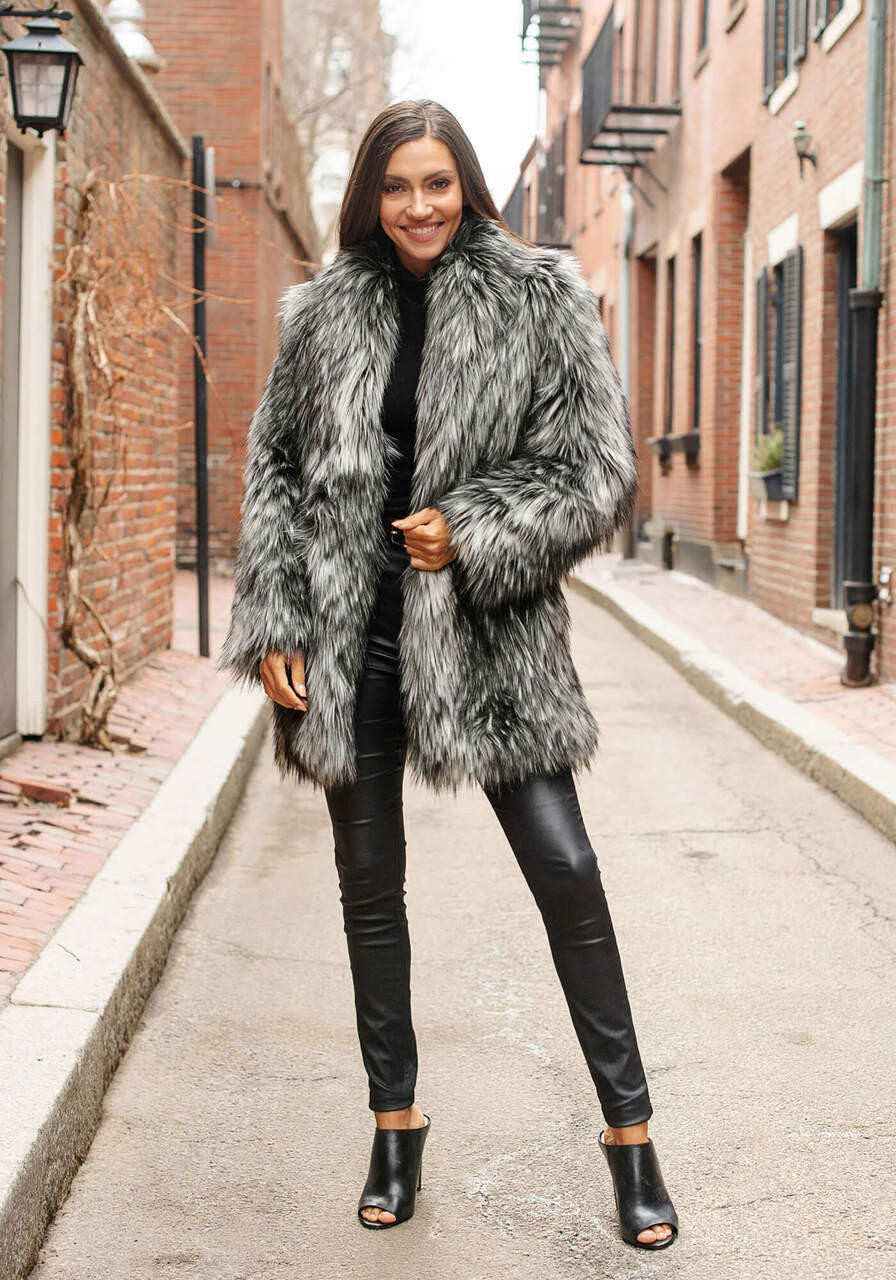 White Faux Fur Snow Stopper Knee-Length Coat - Fabulous-Furs