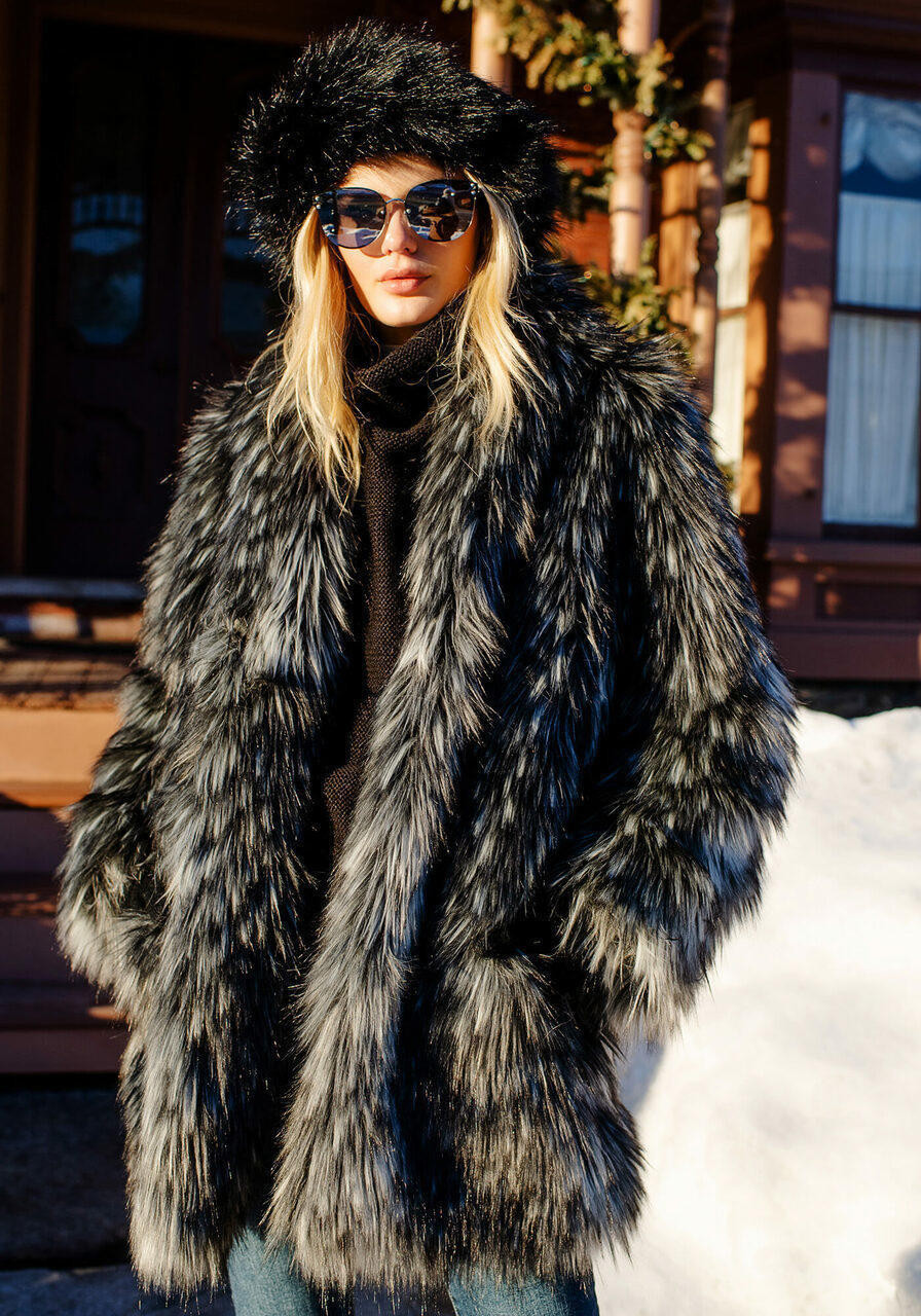 Smokey Fox Faux Fur Shawl Collar Coat - Fabulous-Furs