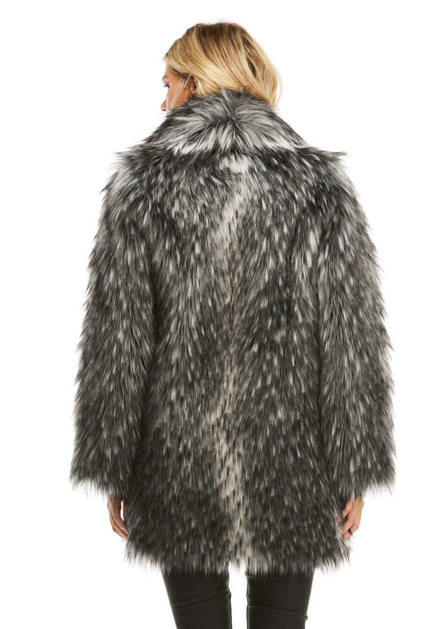 Smokey Fox Faux Fur Shawl Collar Coat - Fabulous-Furs