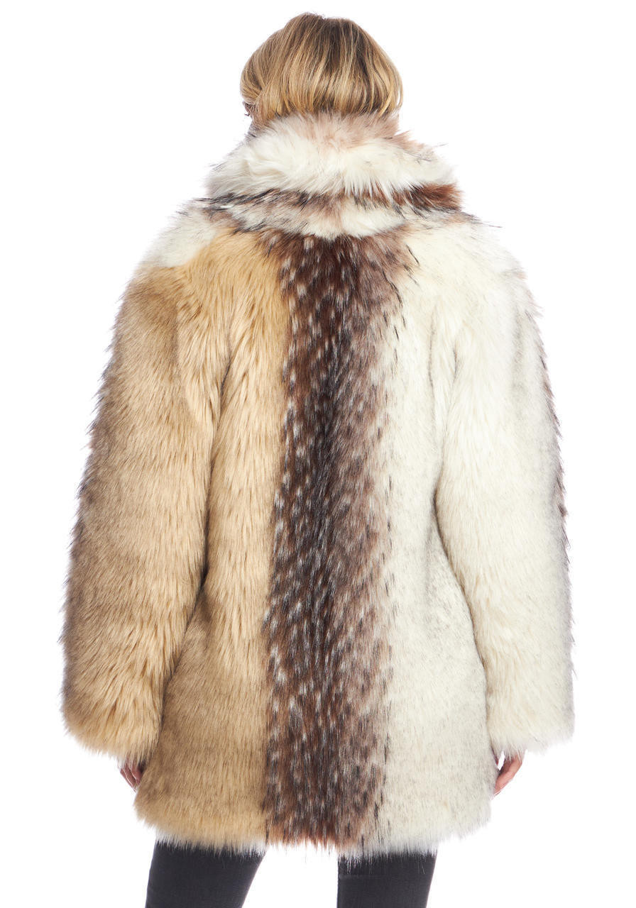 Arctic Wolf Faux Fur Shawl Collar Coat Gifts