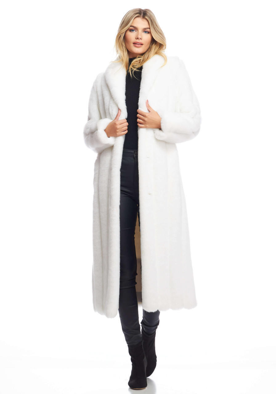 White Mink Signature Full-Length Faux Fur Coat