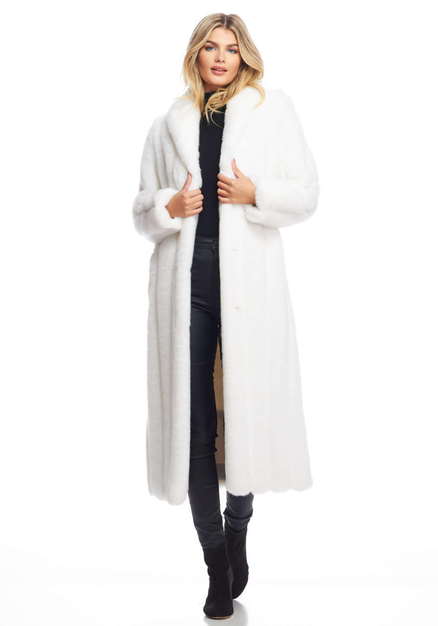 White Grey Fur Coat 